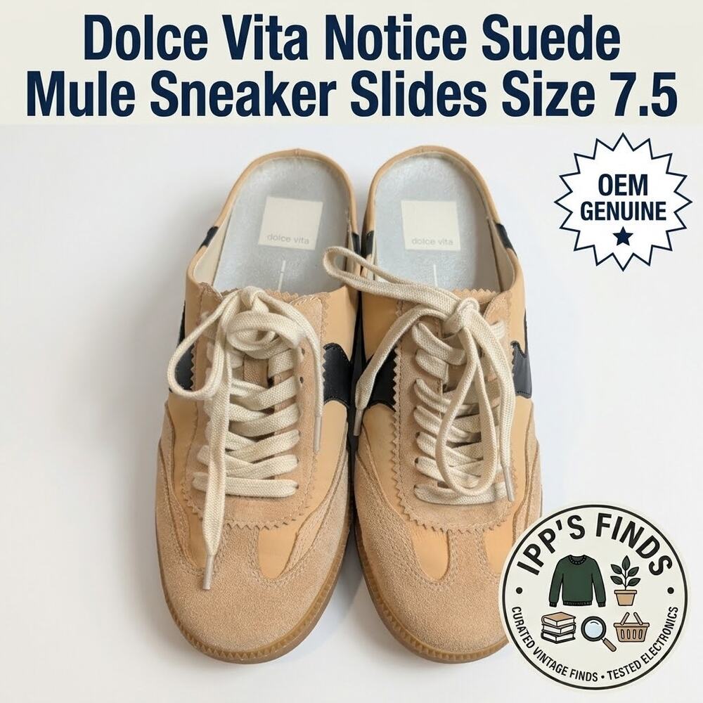Dolce Vita Notice Suede Mule Sneaker Slides Natural Black 7.5